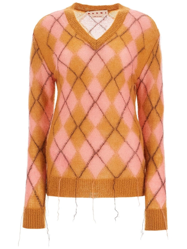 Argyle Mohair Blend Knit