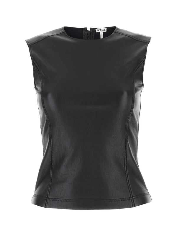 Stretch Leather Sleeveless Top