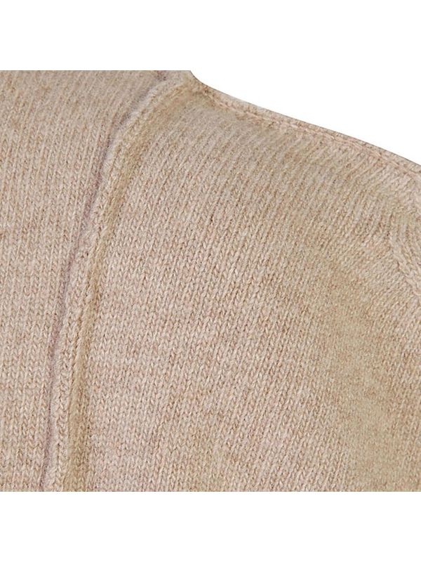 Crewneck Beige Wool Cardigan