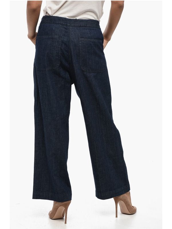 Wide Cotton Denim Pants