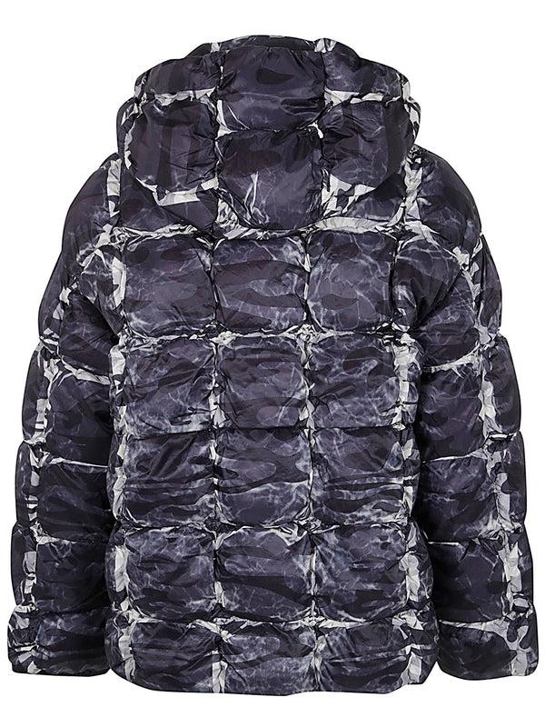 Allover Pattern Hoodie Padded Jacket