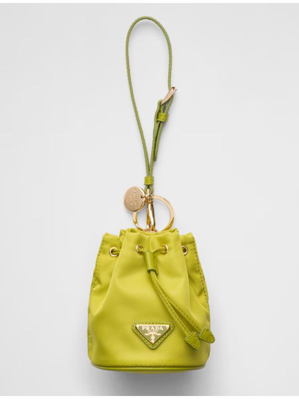 Triangle Logo Re-nylon Bucket Bag Mini Keyring