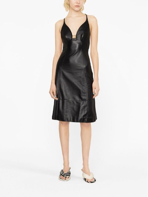 Anagram Backless Leather Dress