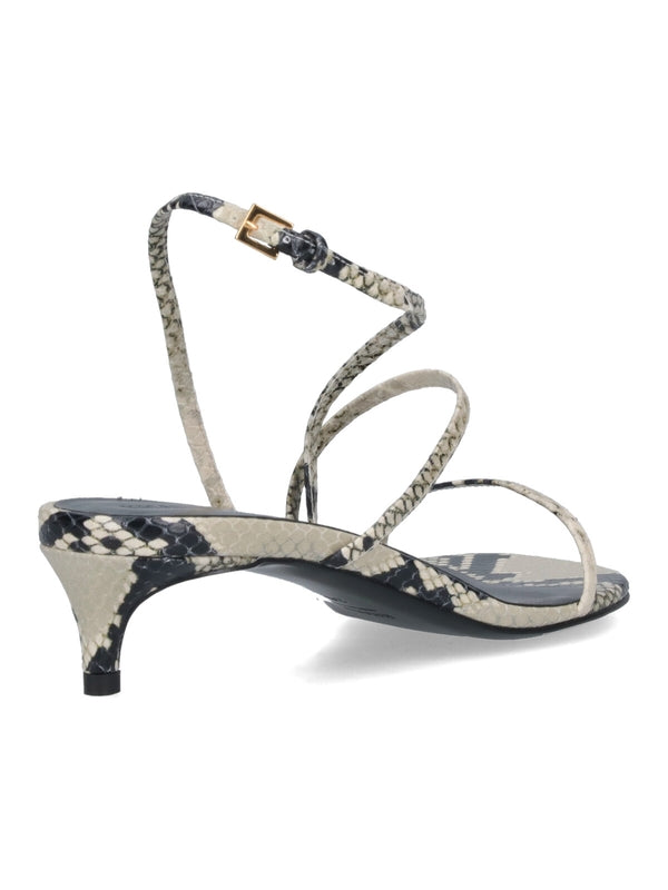 Python Effect Leather Sandal Heels