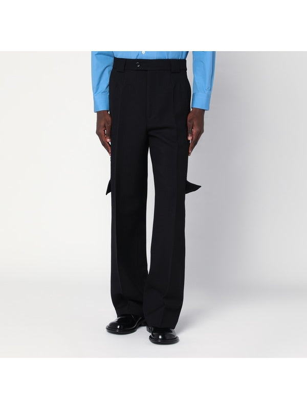 Pleated Cotton Cargo Pants