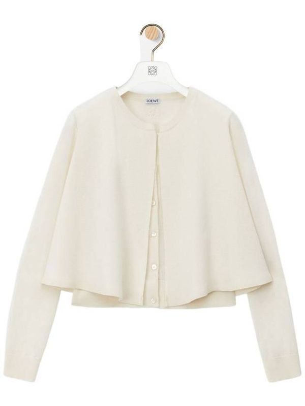 Back Anagram Embroidery Layered Wool
  Cardigan