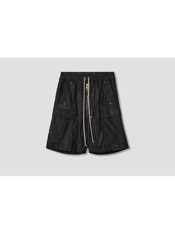 Bella Drawstring Leather Cargo Shorts