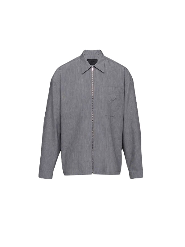 Wool Mohair Zip-up Shirt