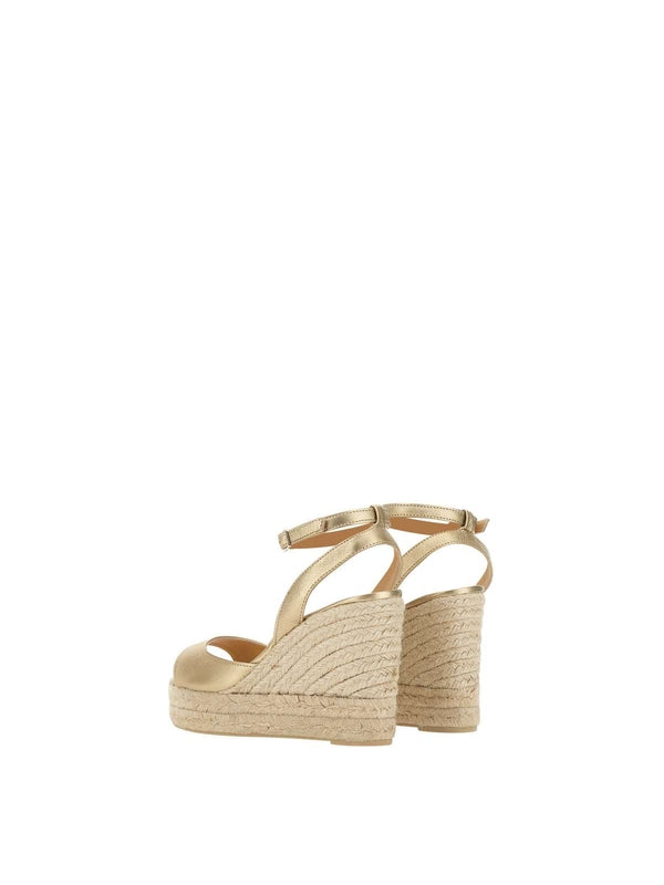 Castañer Gold Wedge Sandals