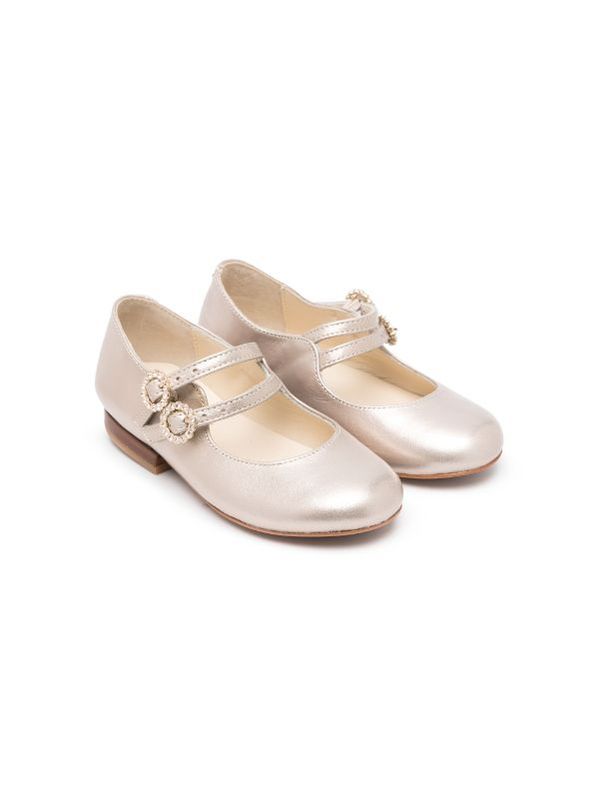 Crystal Buckle Detail Flat Shoes