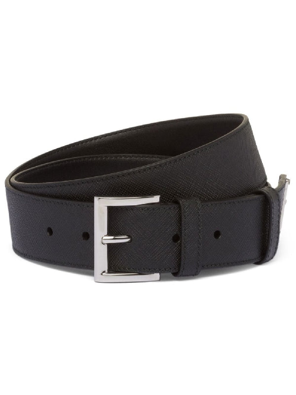 Triangle Logo Saffiano Leather Belt