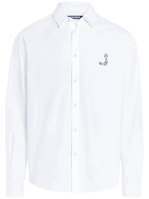 背面徽标印花棉质衬衫