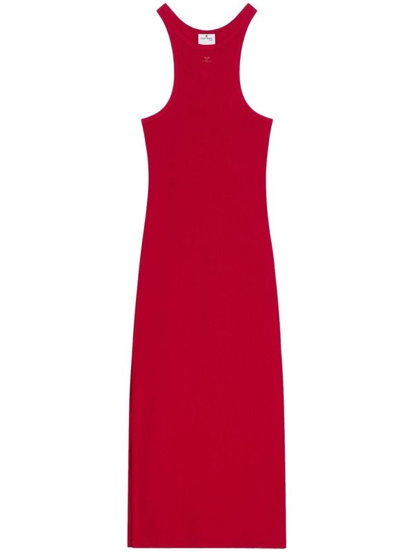 Chest Logo Slit Midi Dress