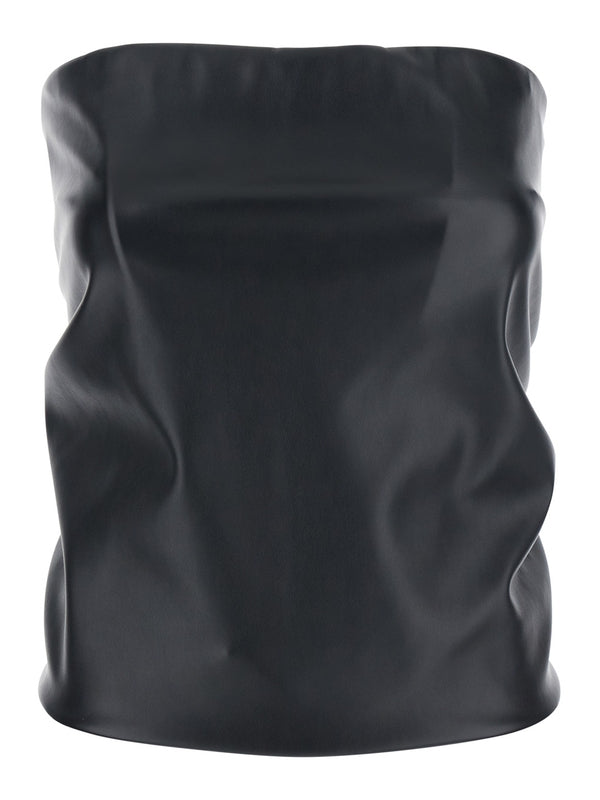 'Lindsey' Black Bandeau Top with V-Neck on the Back in Tech Fabric Woman Sleeveless