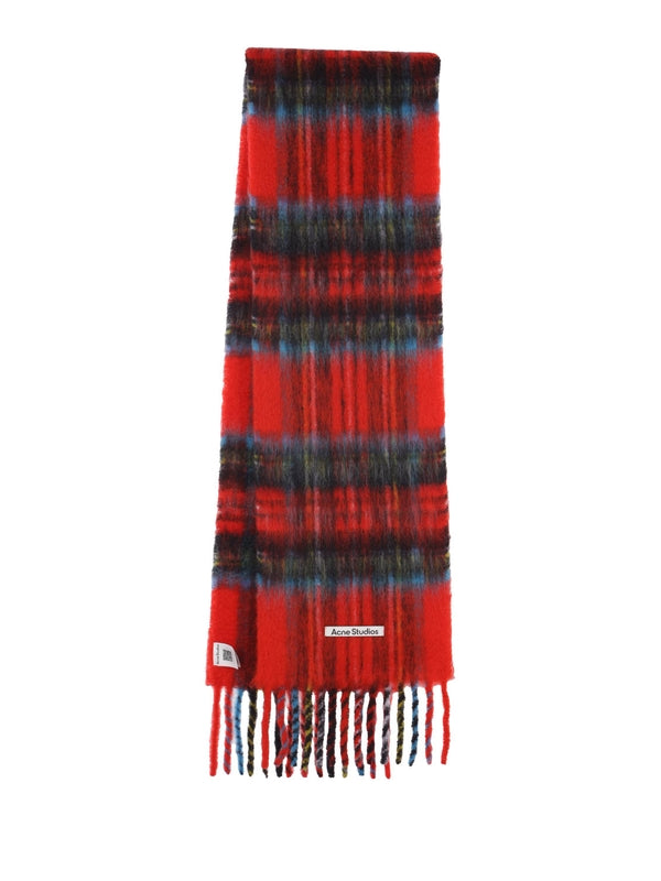 Acne Studios Red Checked Wool Mufflers