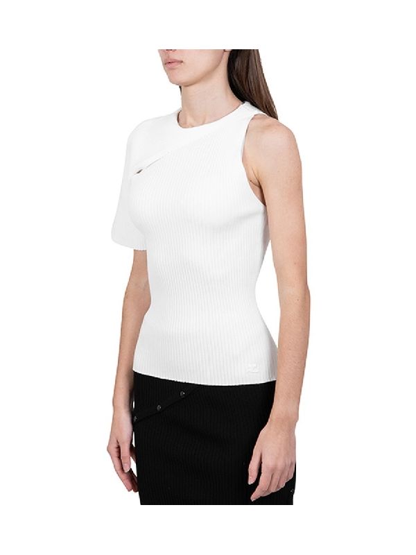 Asymmetric One Shoulder Wave Rib Logo
  Knit