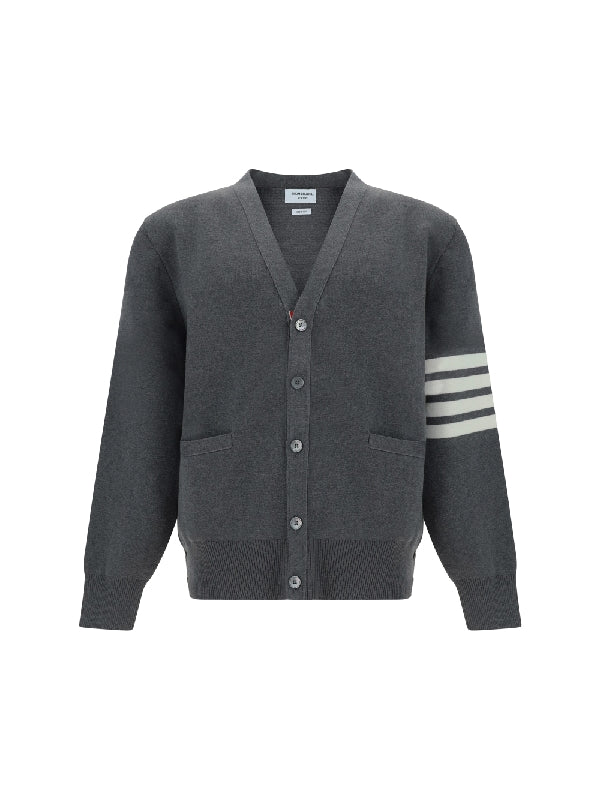 4-bar V Neck Cotton Cardigan