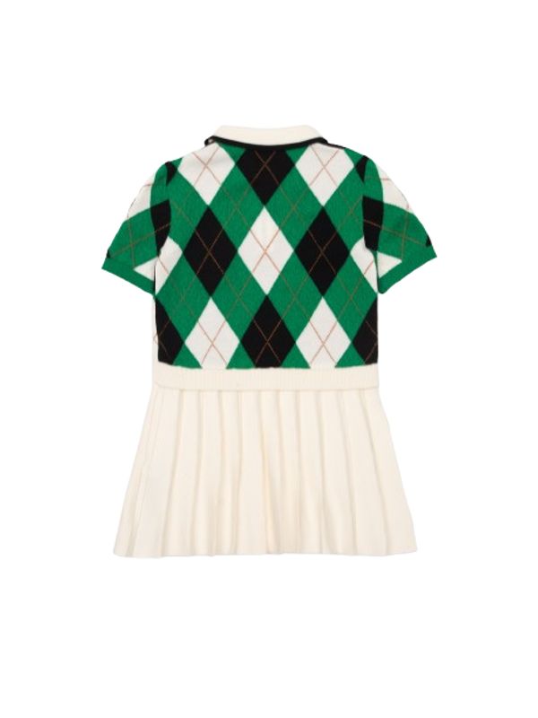 Argyle Pattern Pleated Dress