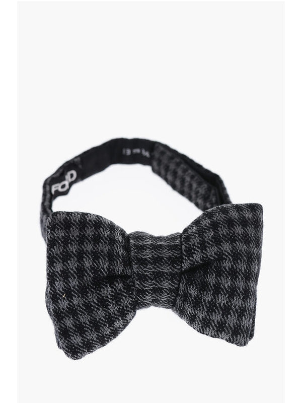 Check Pattern Wool Silk Bow Tie