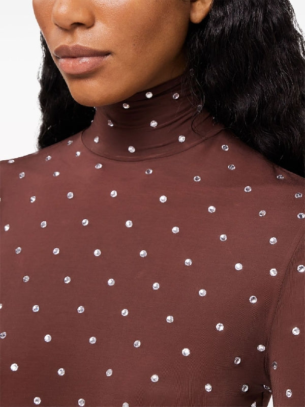 Allover Rhinestone Detail High-neck Top