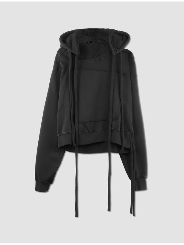 String Detail Asymmetric Hoodie