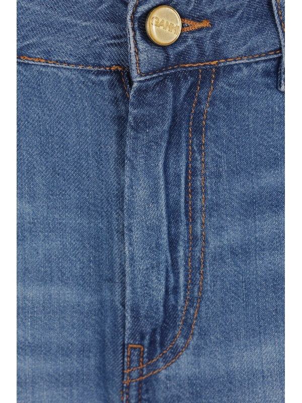 Back Logo Patch Cotton Denim Pants