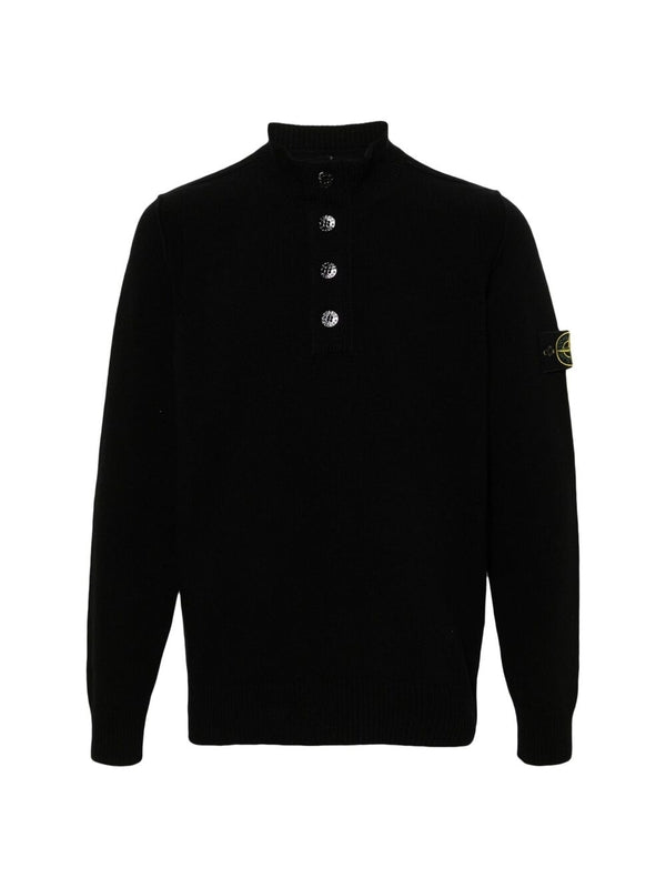 Wappen Patch High-neck Button Wool
  Knit