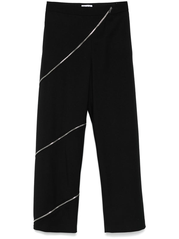 Asymmetrical Zipper-Detail Wool Pants