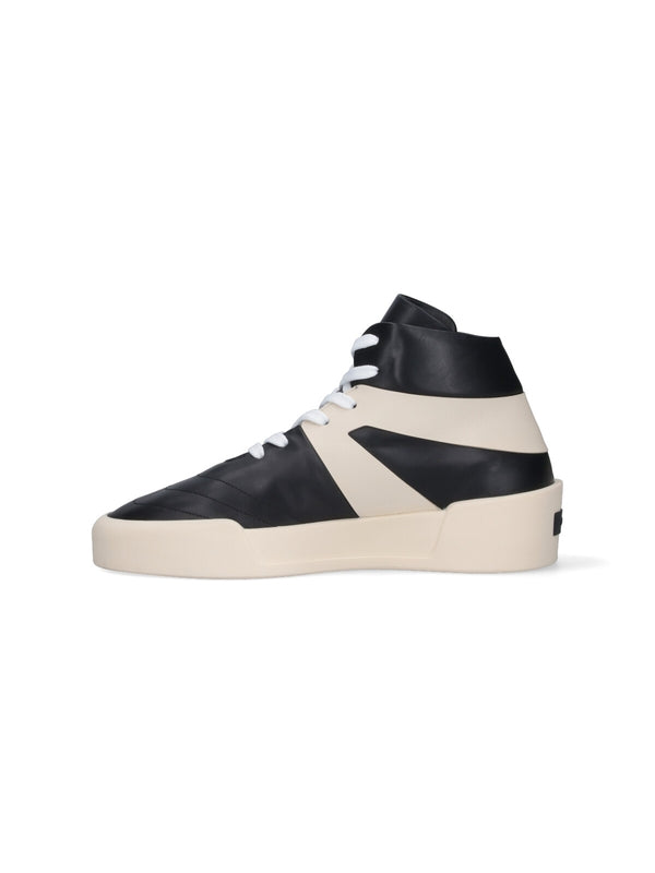 Basketball Logo Leather High Top Sneakers