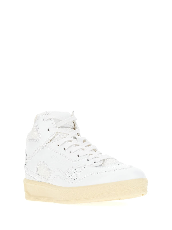 White Leather High-Top Sneakers