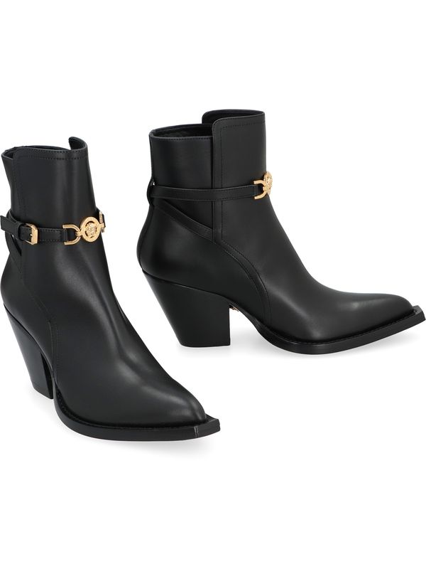 Buckle Strap Leather Ankle Boots