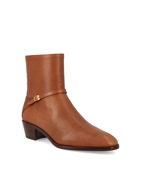 V Logo Strap Detail Ankle Boots