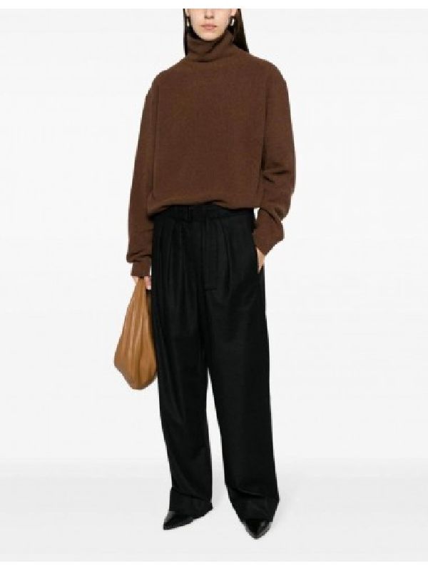 Cashmere Wool Blend Pintuck Pants