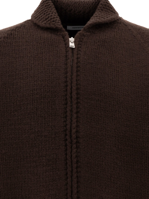 Double Pocket Wool Zip-up Cardigan