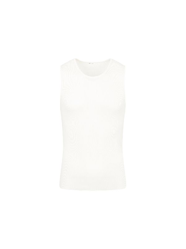 White Ribbed Sleeveless Top