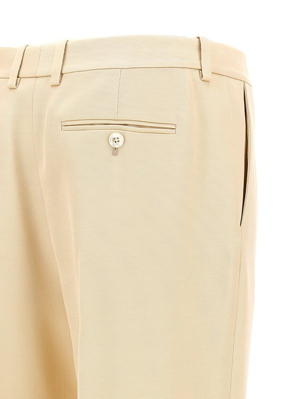 Wool Silk Pleated Pants