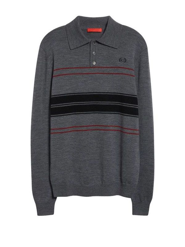 Logo Embroidered Stripe Polo Shirt