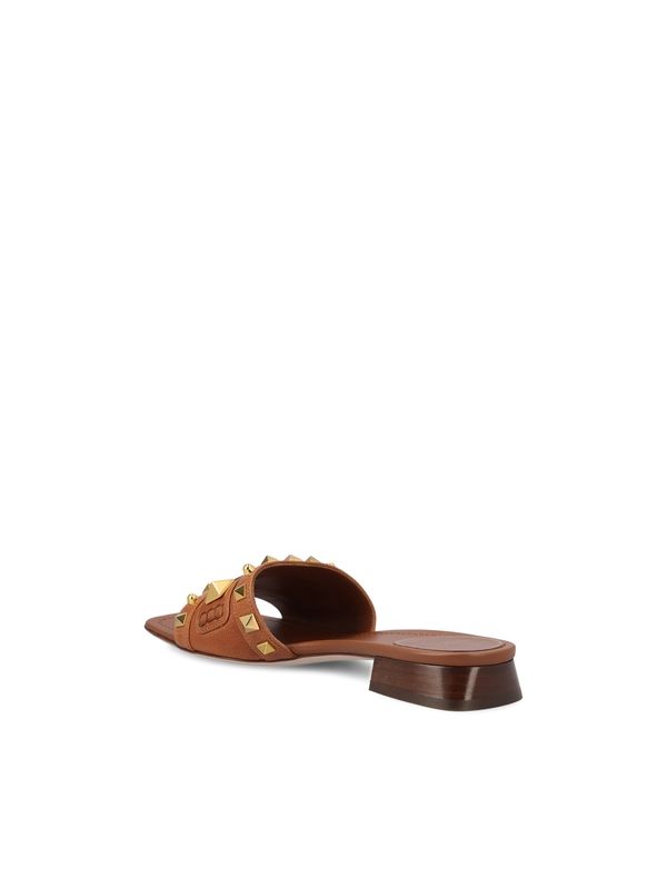 Rockstud Leather Slides