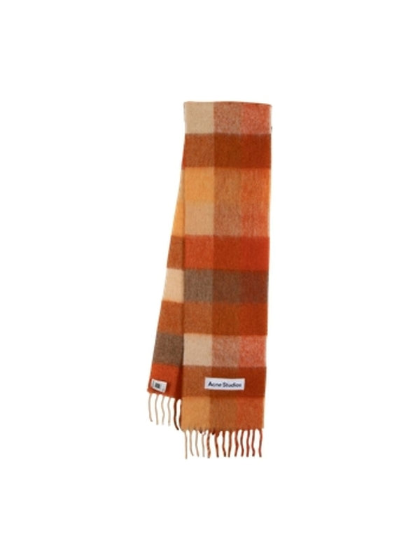 Acne Studios Orange Checked Wool Mufflers