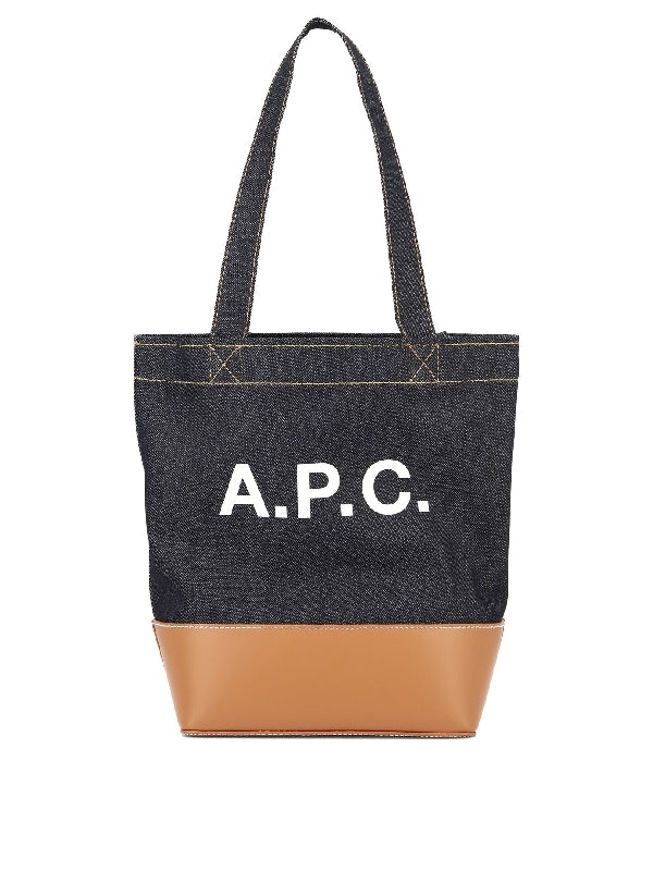 Axel Logo Denim Leather Tote Bag