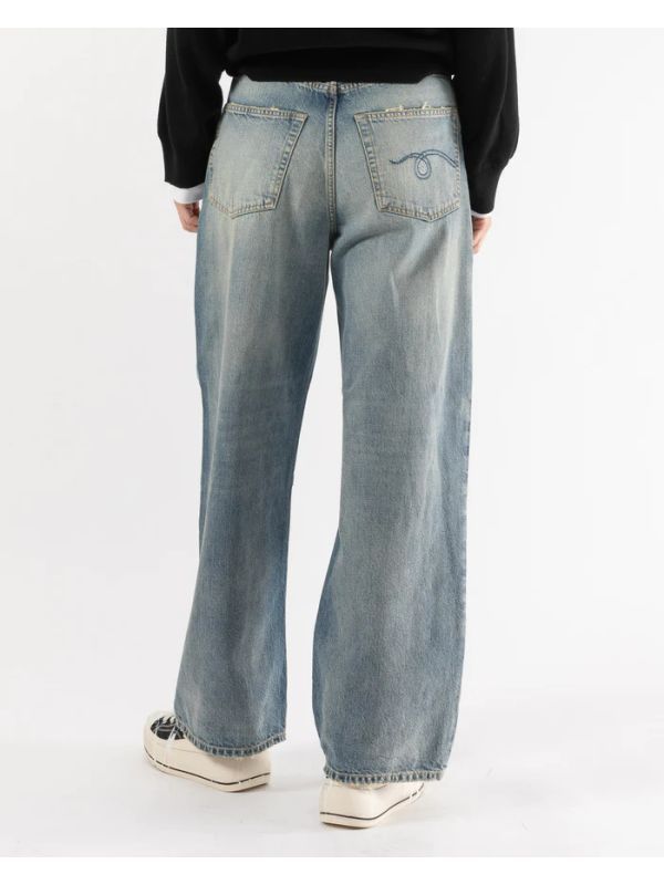 Distressed Cotton Denim Pants