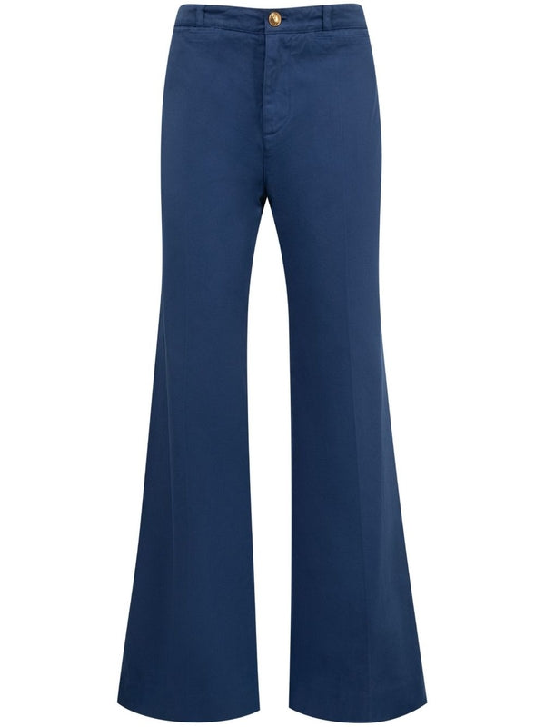 Back Logo Decoration Cotton Flared Pants