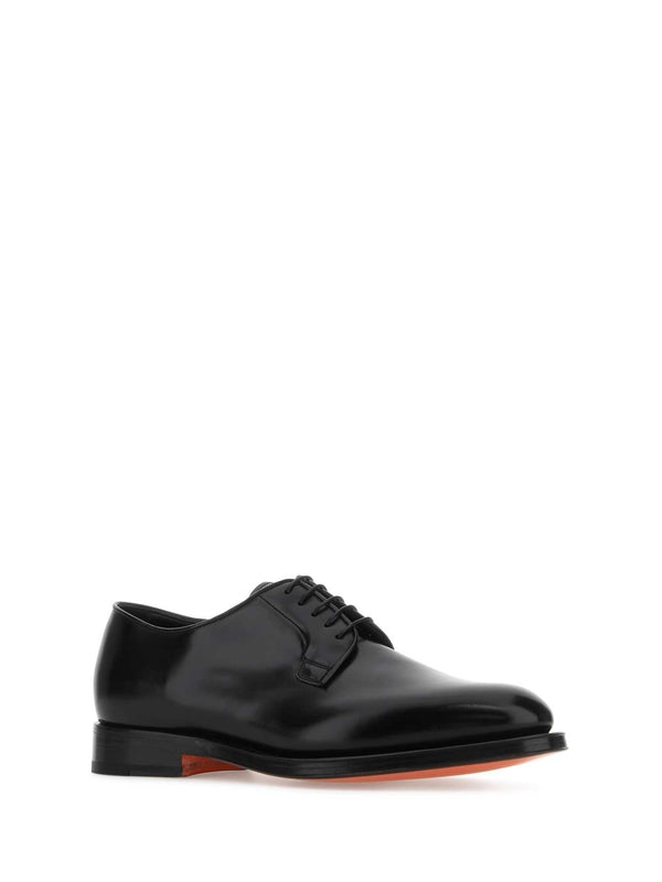 Black Leather Lace-Up Shoes