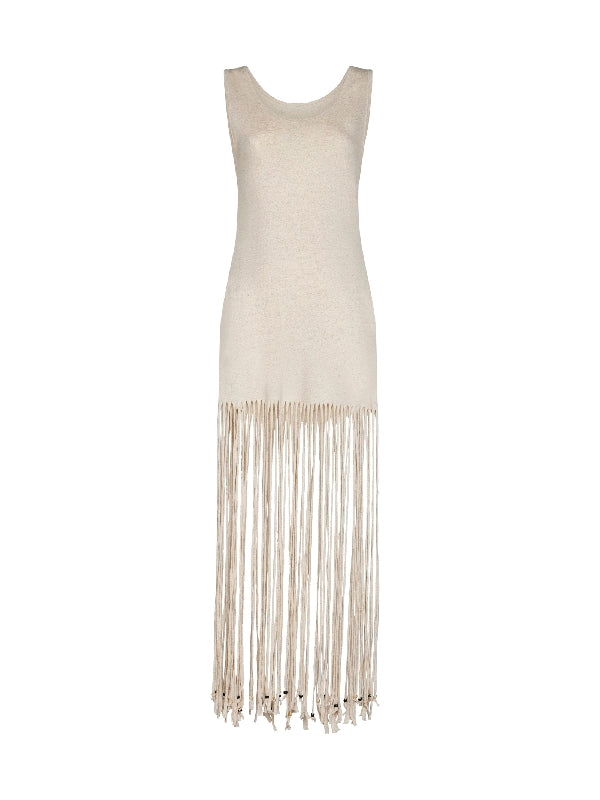 Fringe Backless Long Dress