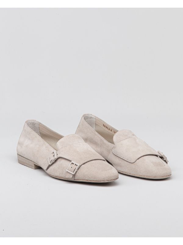 Double Buckle Suede Loafers