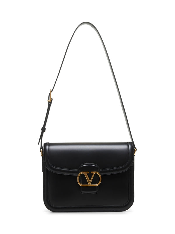 V Logo Ornament Leather Cross Bag