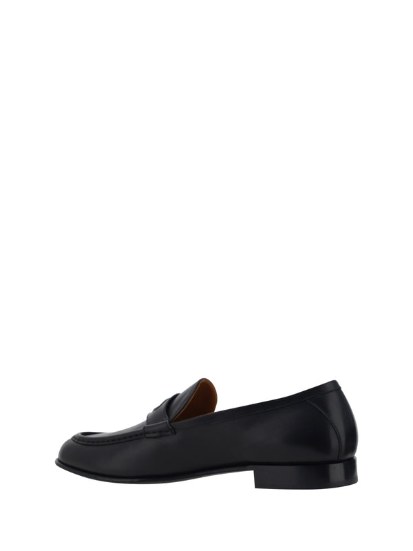 V Logo Leather Loafers