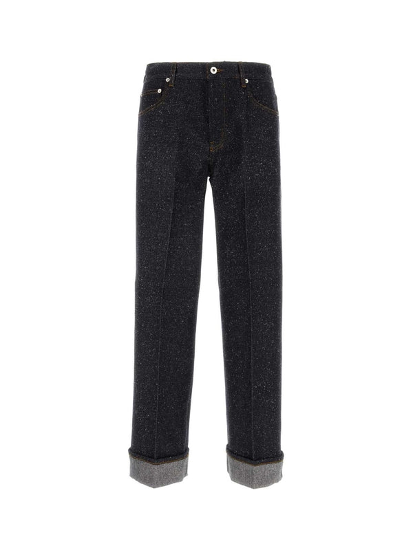 Turn-Up Cotton Denim Pants