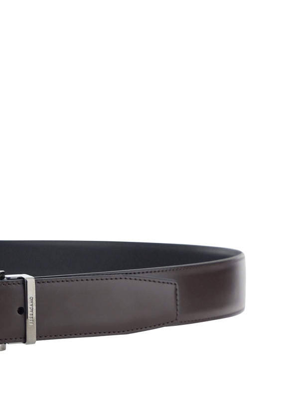 FERRAGAMO - Metal Buckle Reversible Leather Belt - Jente