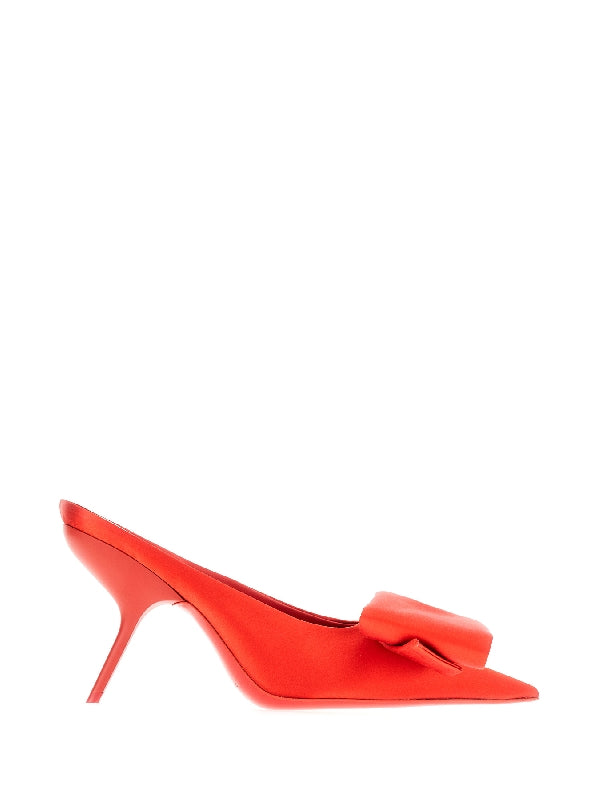 Asymmetric Bow Decor Mule Heel